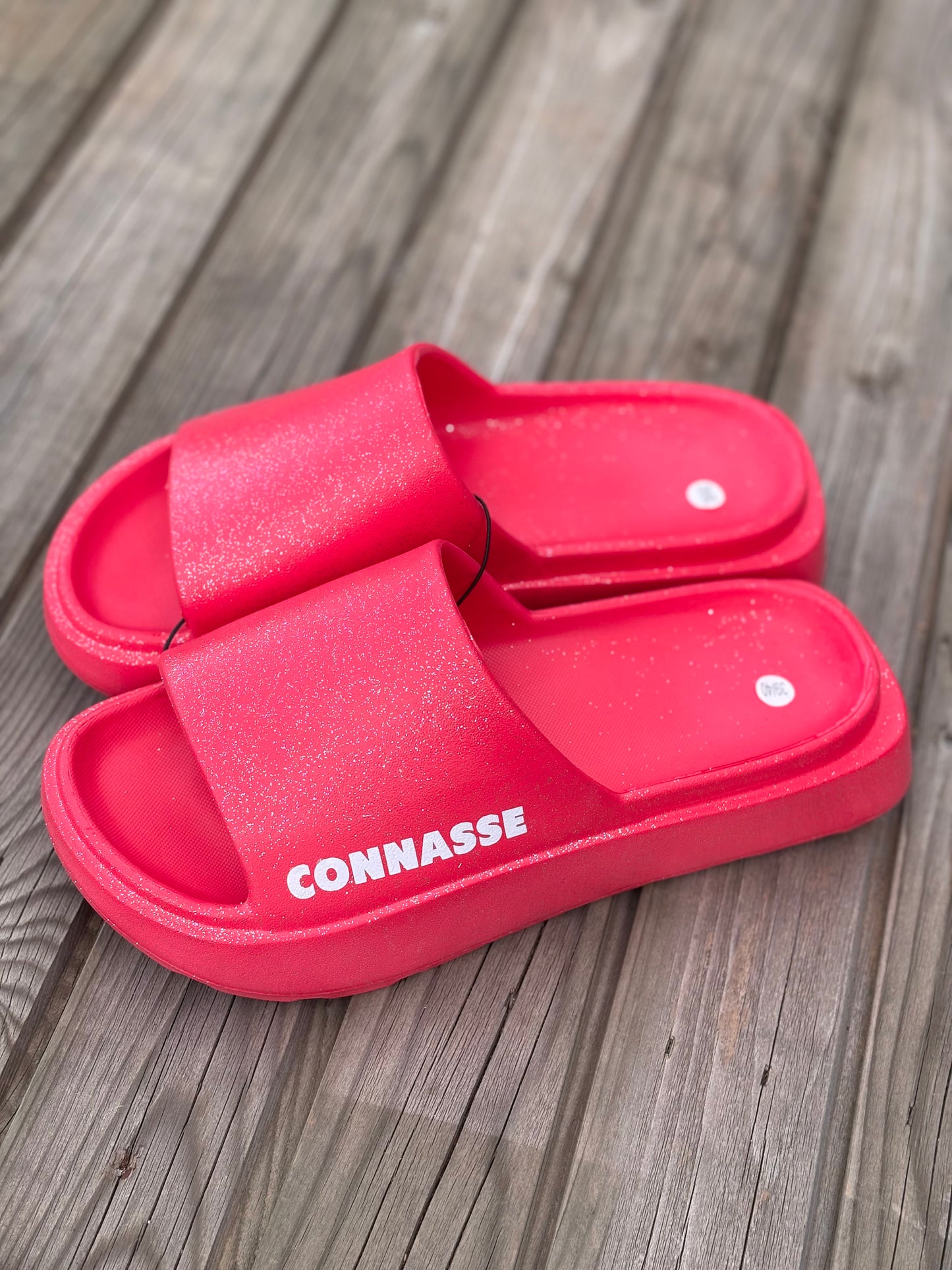 Claquette à paillettes connasse fushia