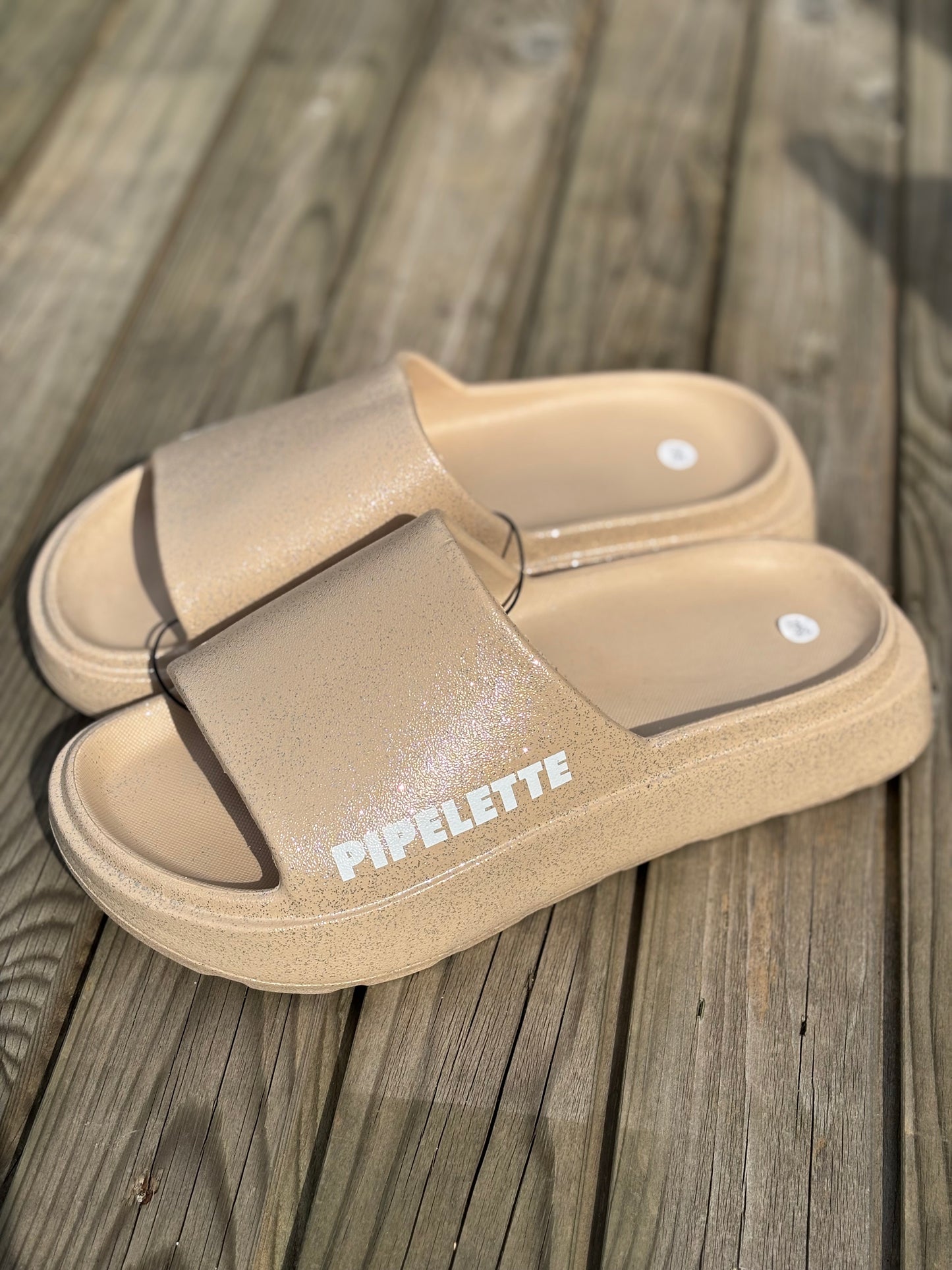 Claquette à paillettes pipelette dorée