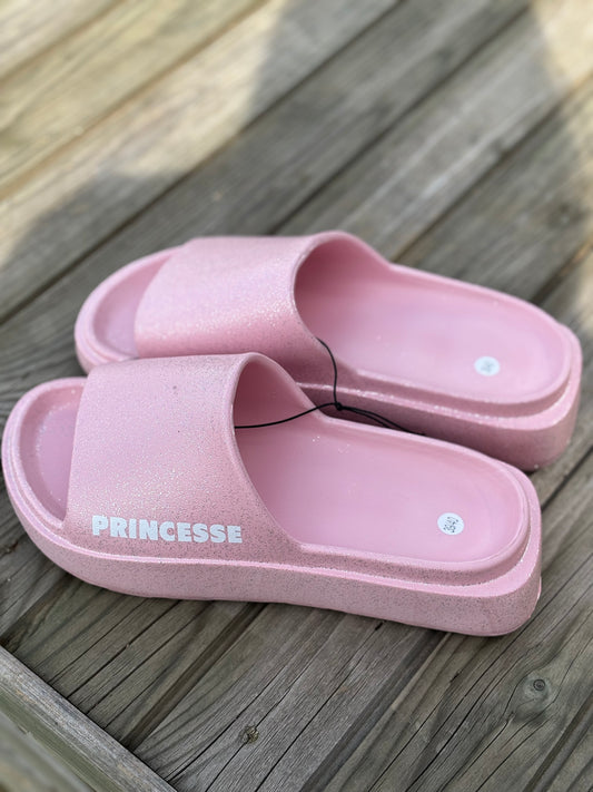 Claquette à paillettes princesse rose pâle