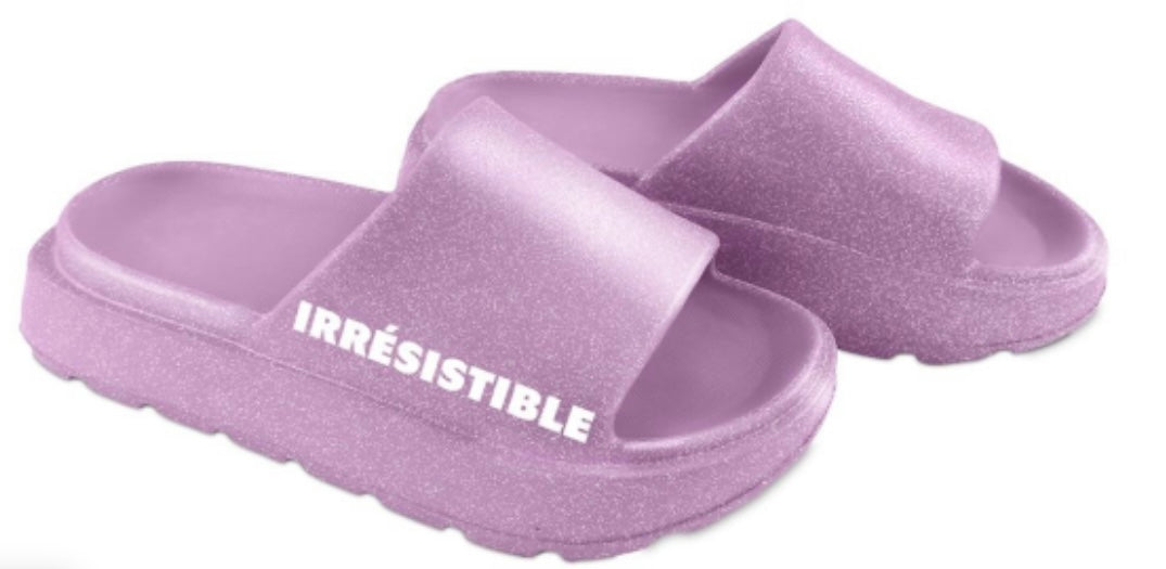 Claquette à paillettes irrésistible mauve claire