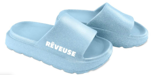 Claquette à paillettes rêveuse bleu ciel