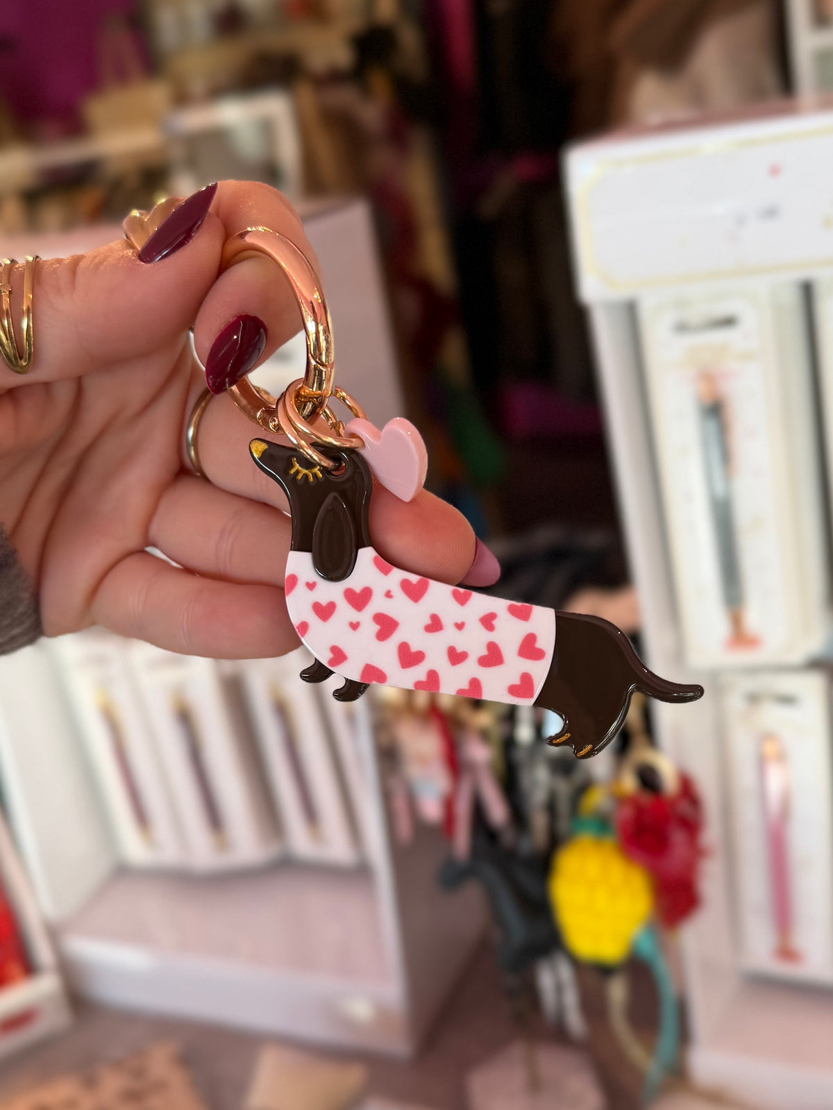 Porte clé teckel amour