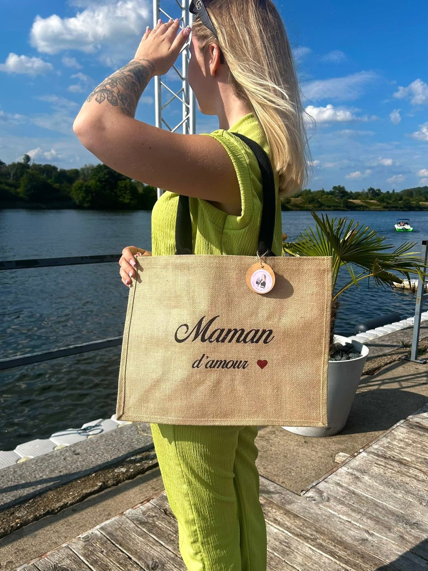 Grand sac en jute Maman d’amour