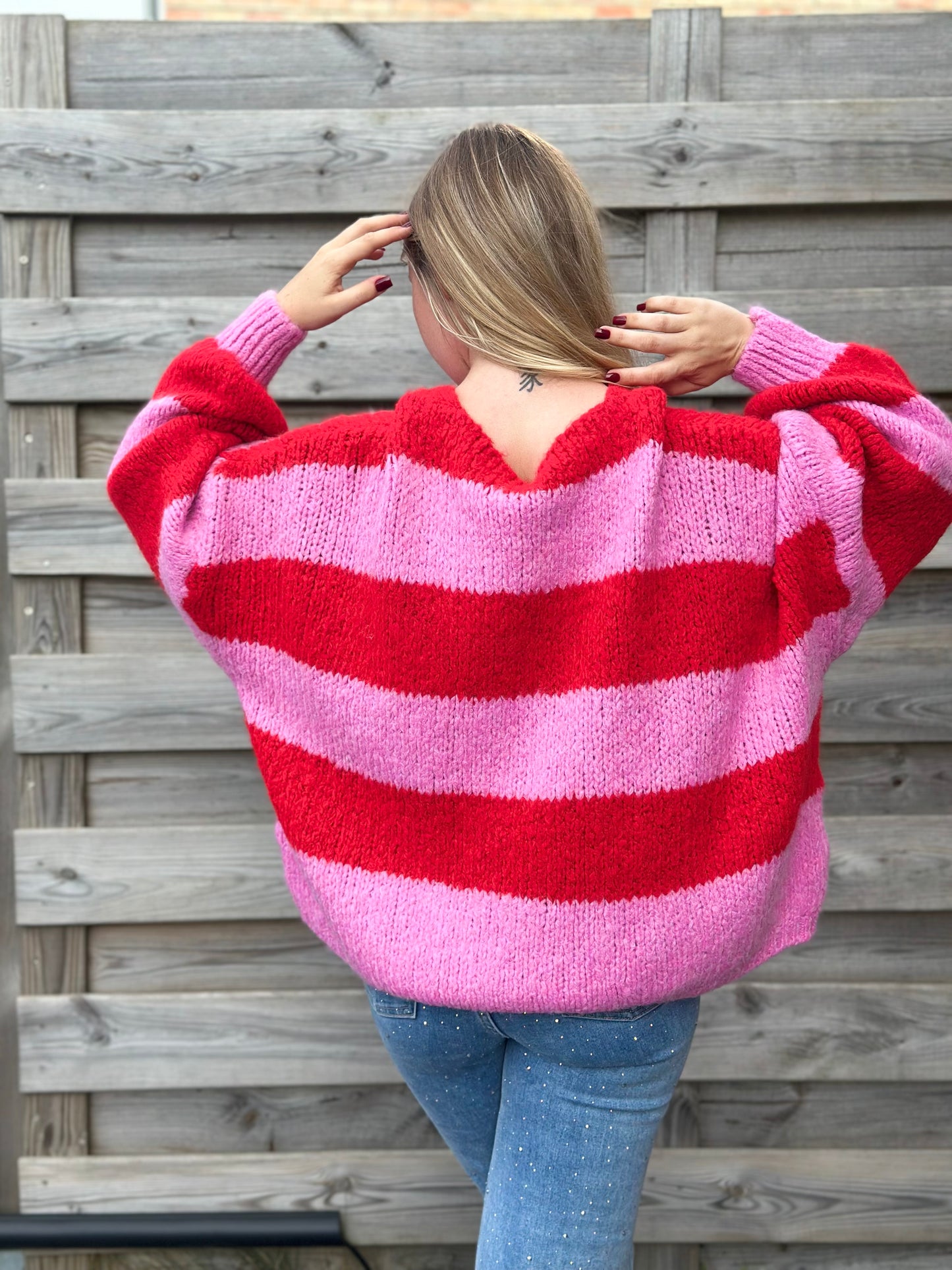 Gilet Salomé Rose et Rouge