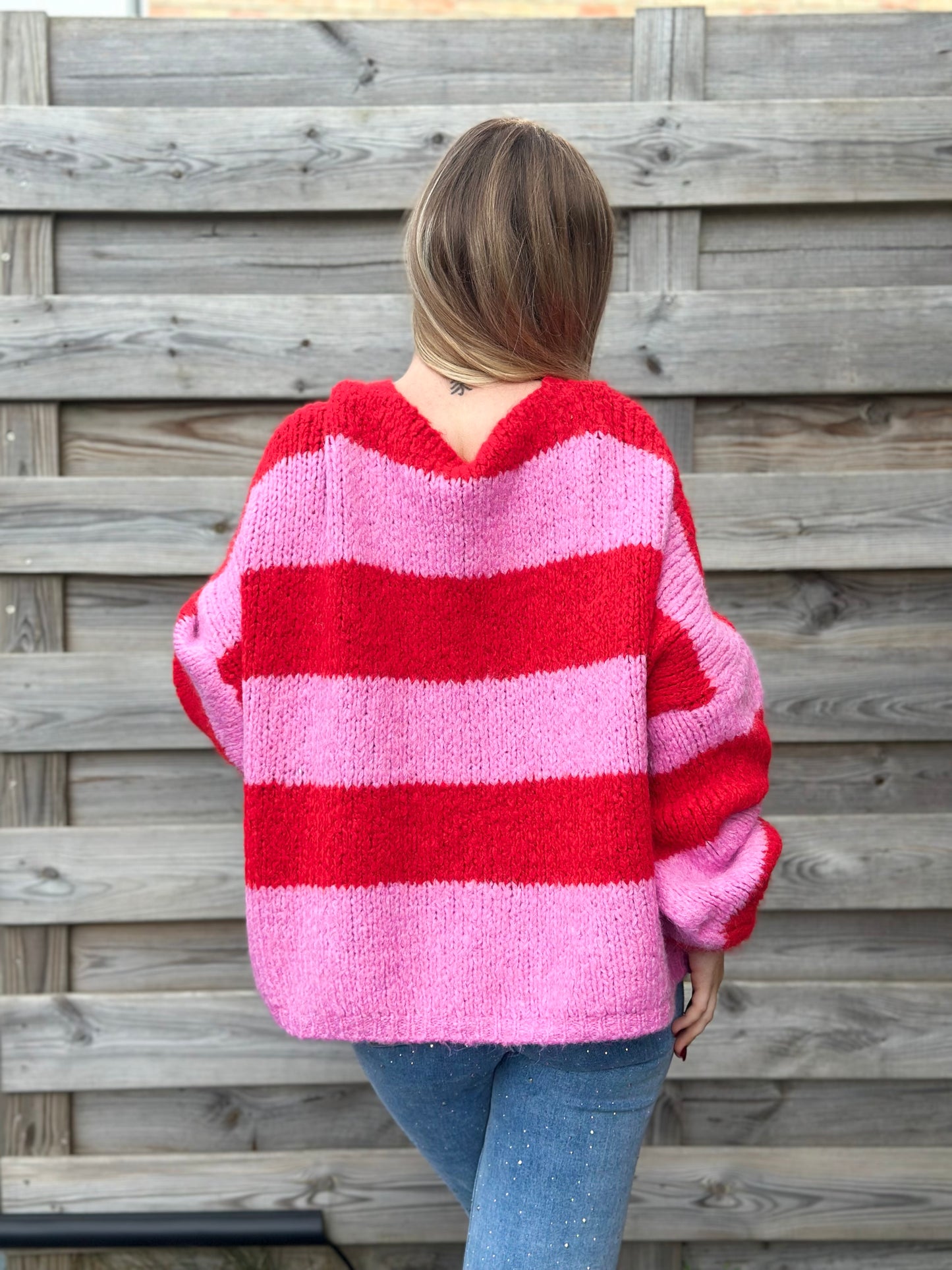 Gilet Salomé Rose et Rouge