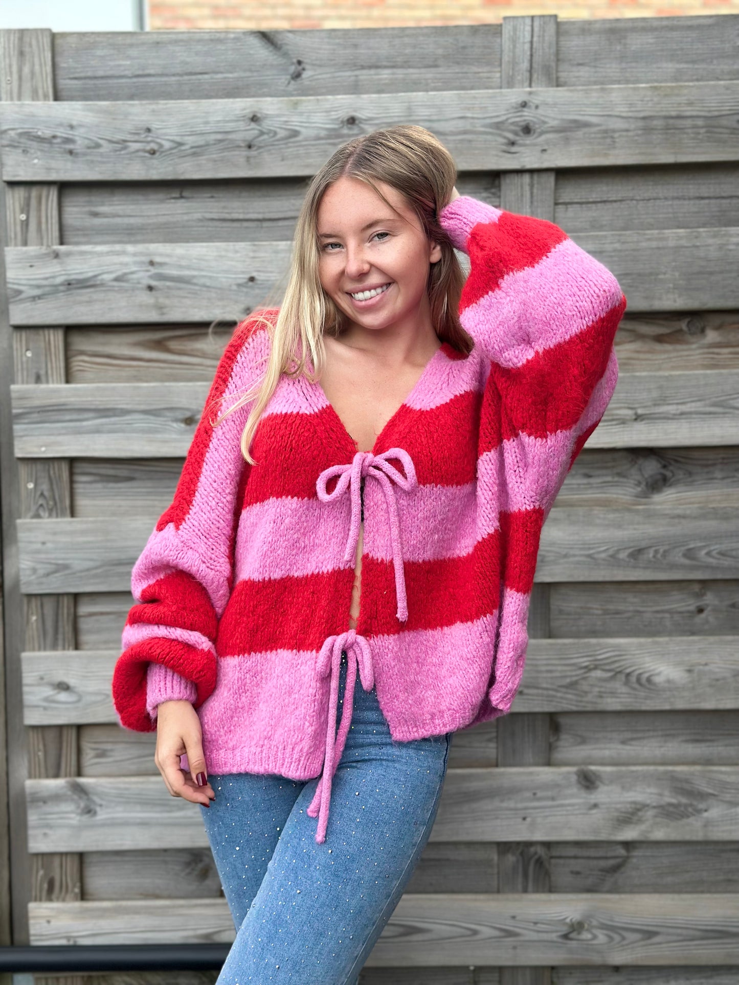 Gilet Salomé Rose et Rouge