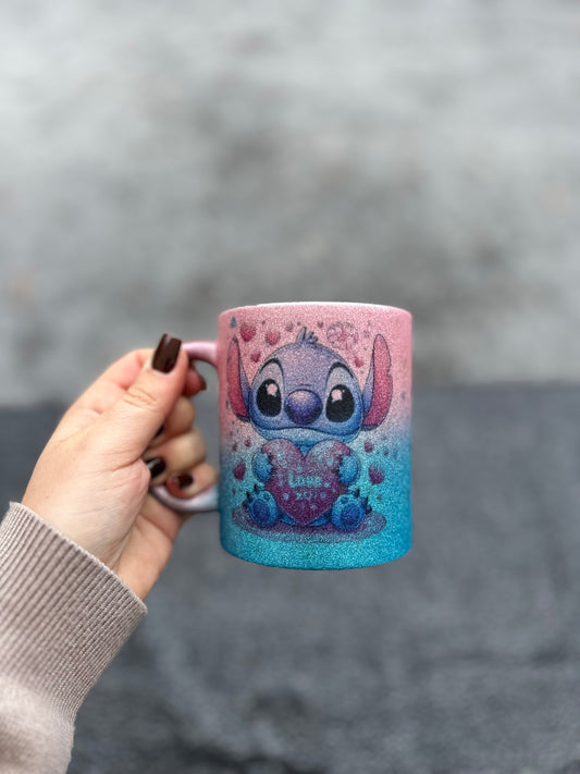 Mug Stitch à paillettes bi colore