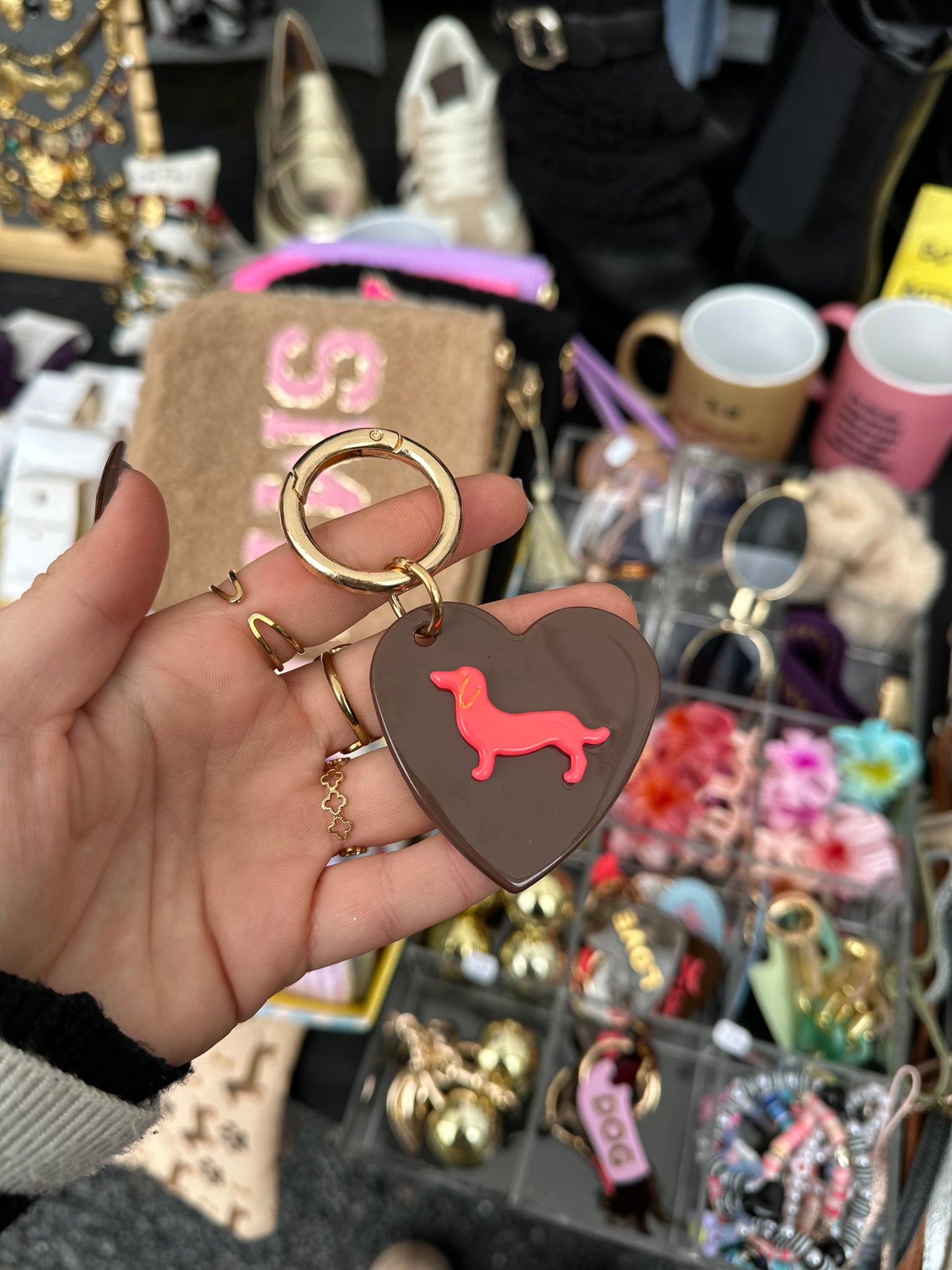 Porte clé teckel cœur