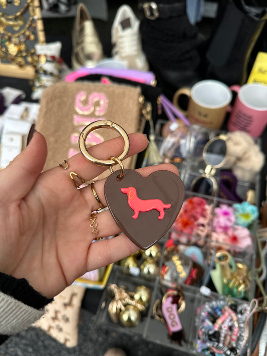 Porte clé teckel cœur