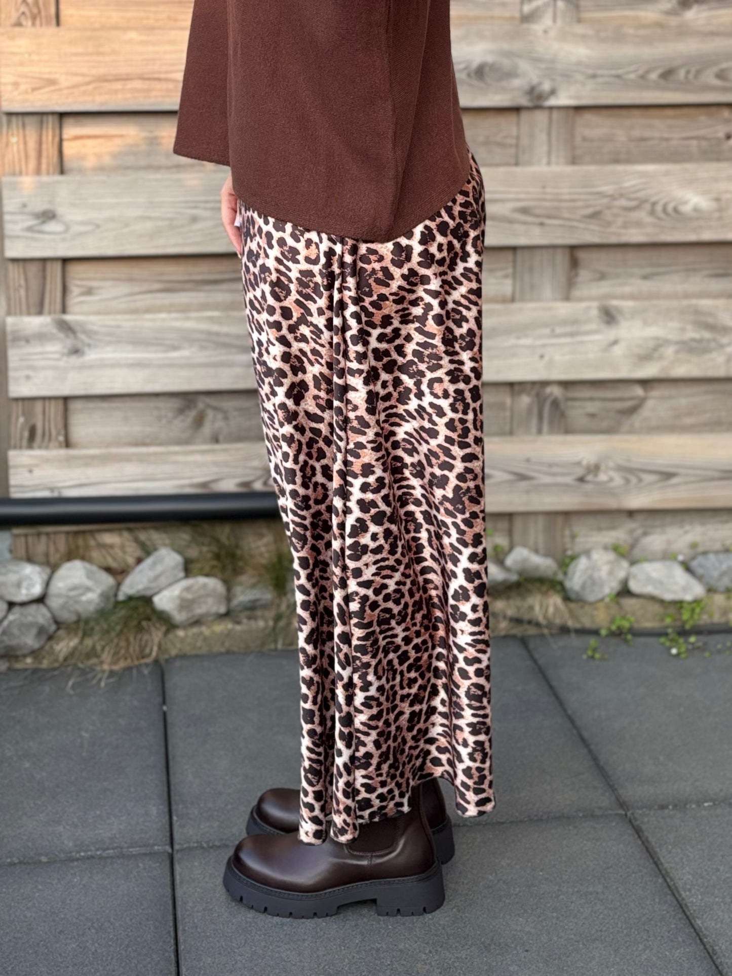 Jupe en satin Léopard