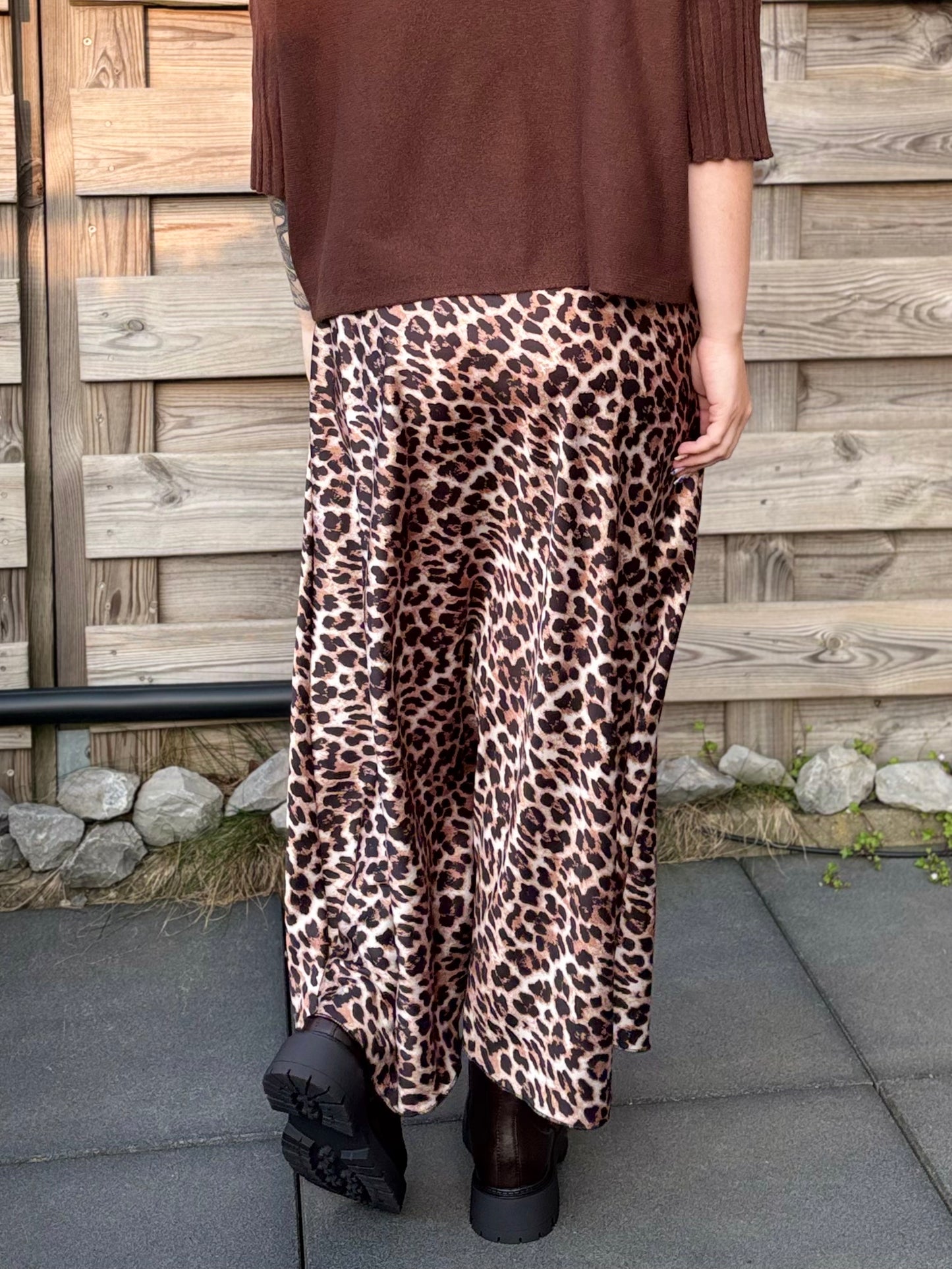 Jupe en satin Léopard