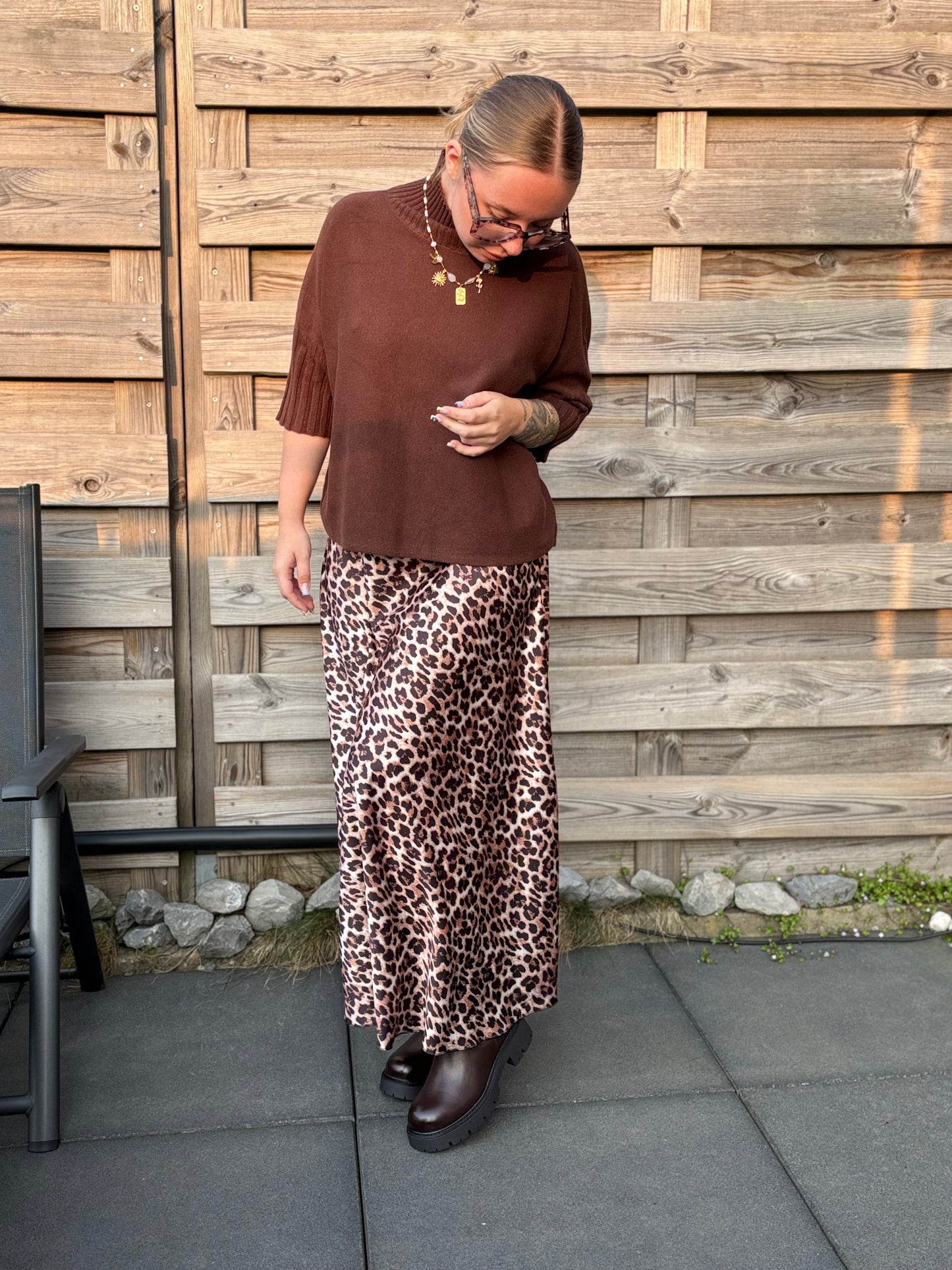 Jupe en satin Léopard