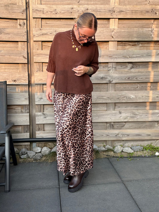 Jupe en satin Léopard