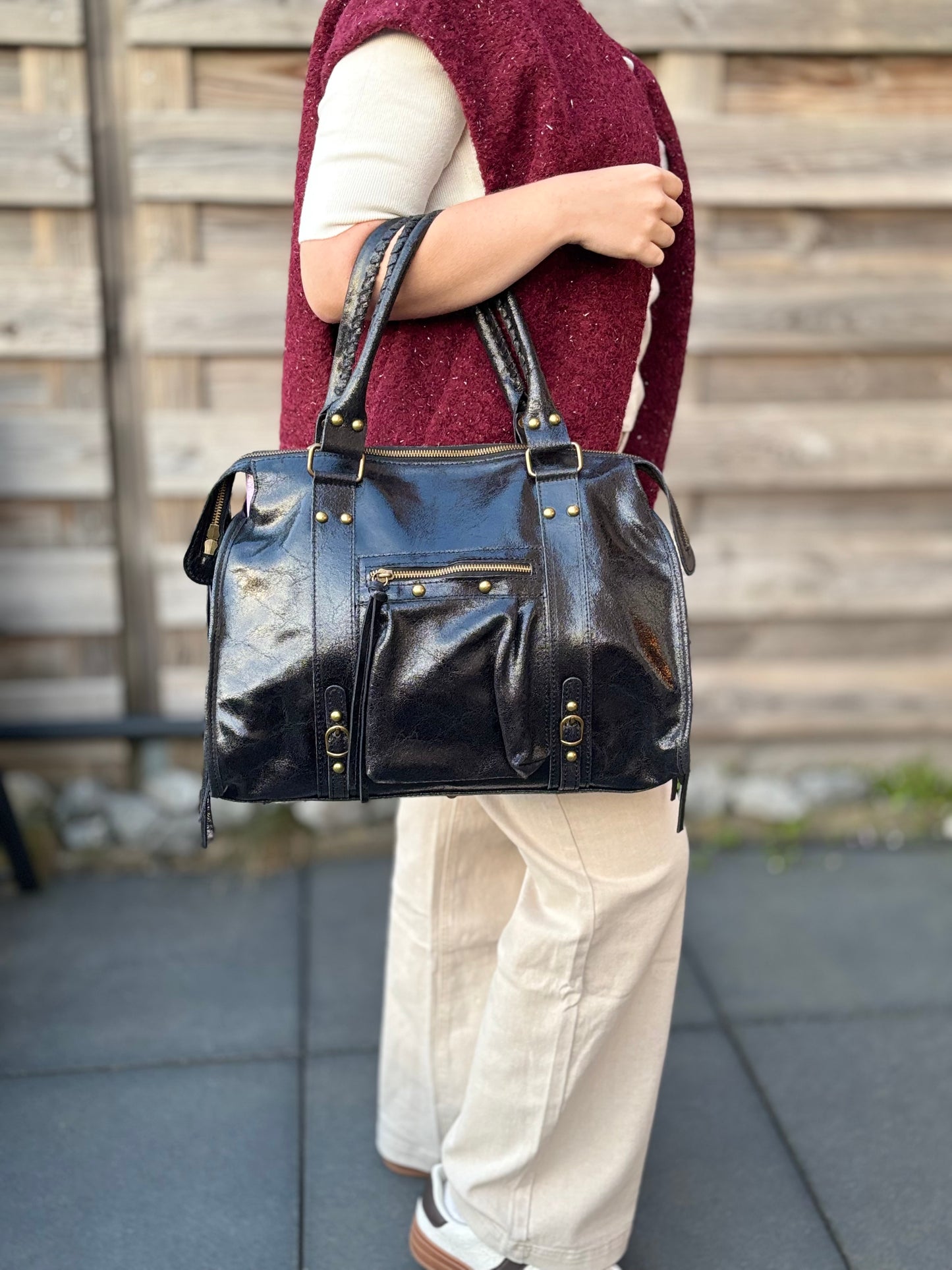 Sac Ciaga XXL Noir Brillant Cuir