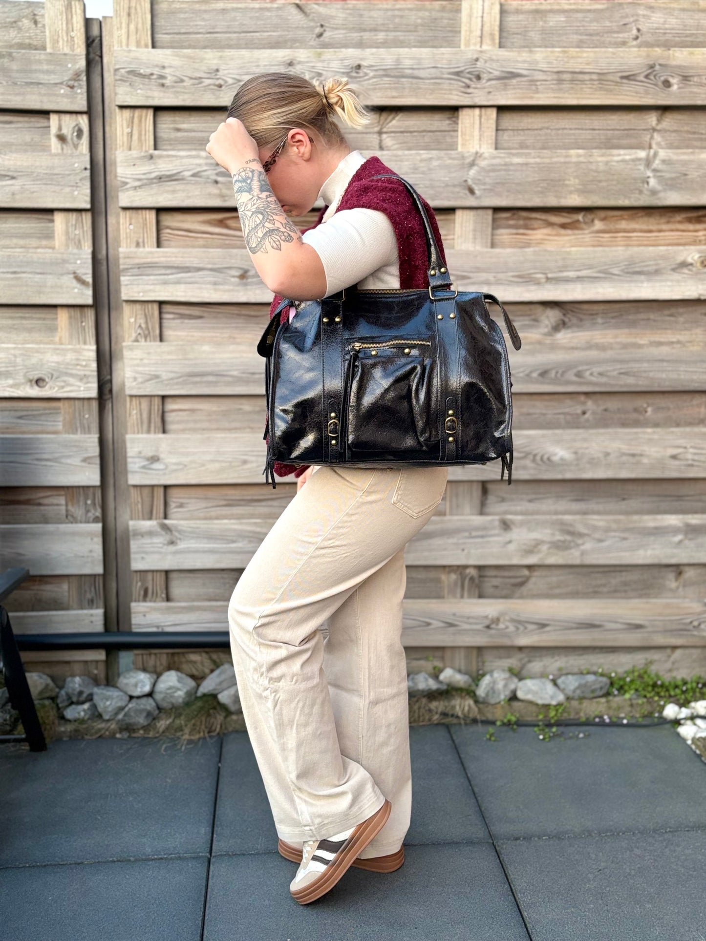 Sac Ciaga XXL Noir Brillant Cuir