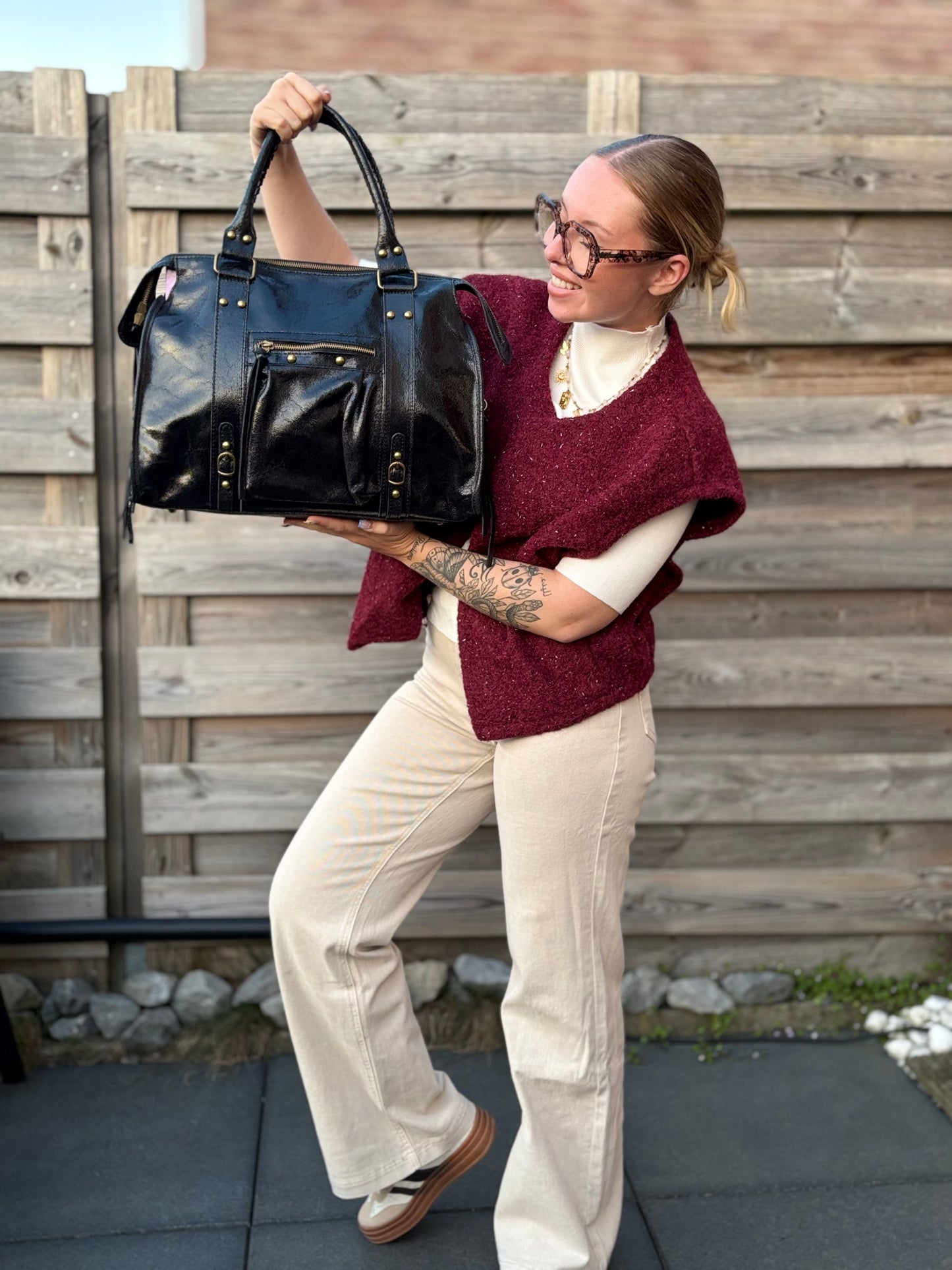 Sac Ciaga XXL Noir Brillant Cuir