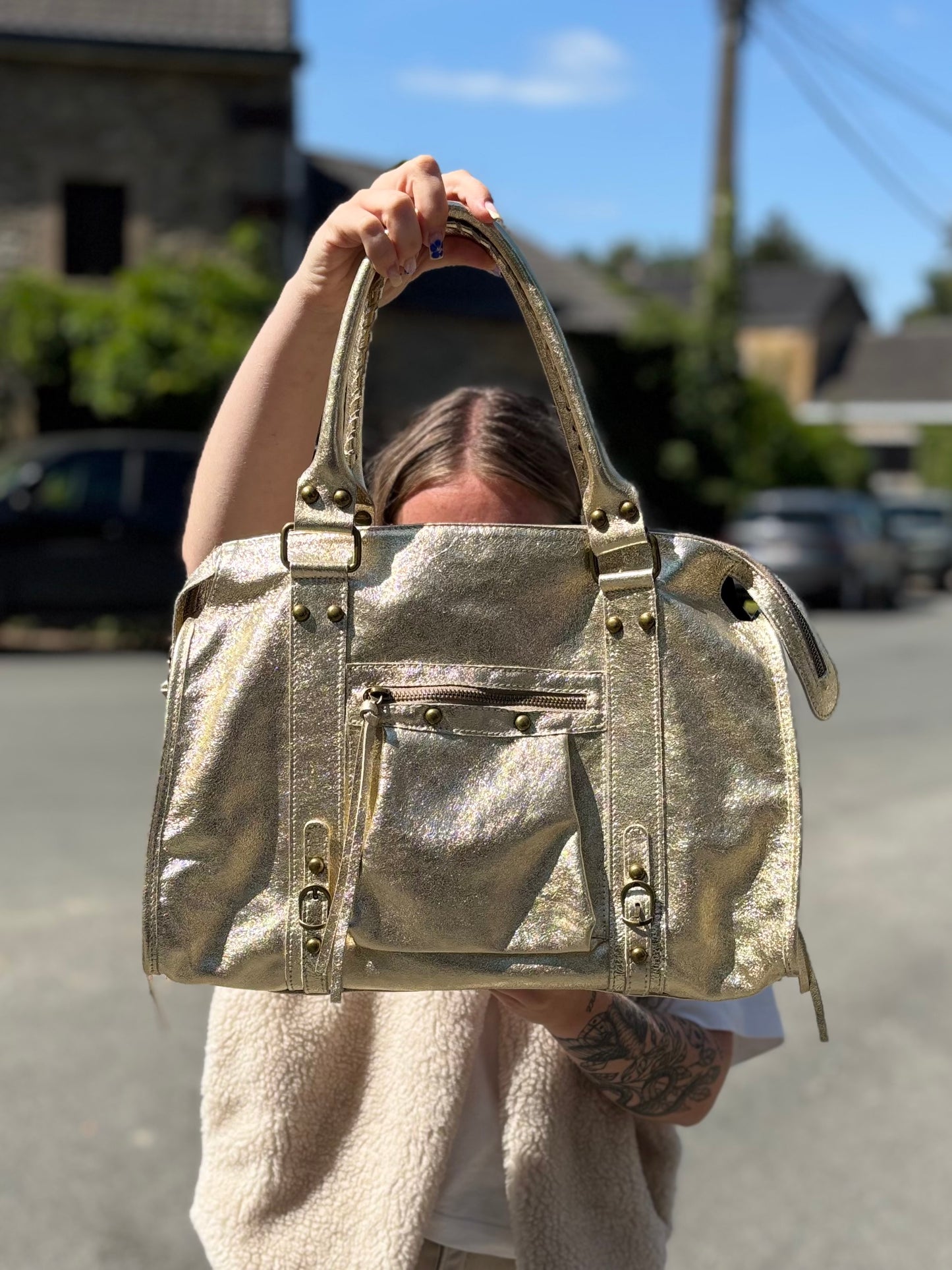Sac Ciaga XXL Doré Brillant Cuir