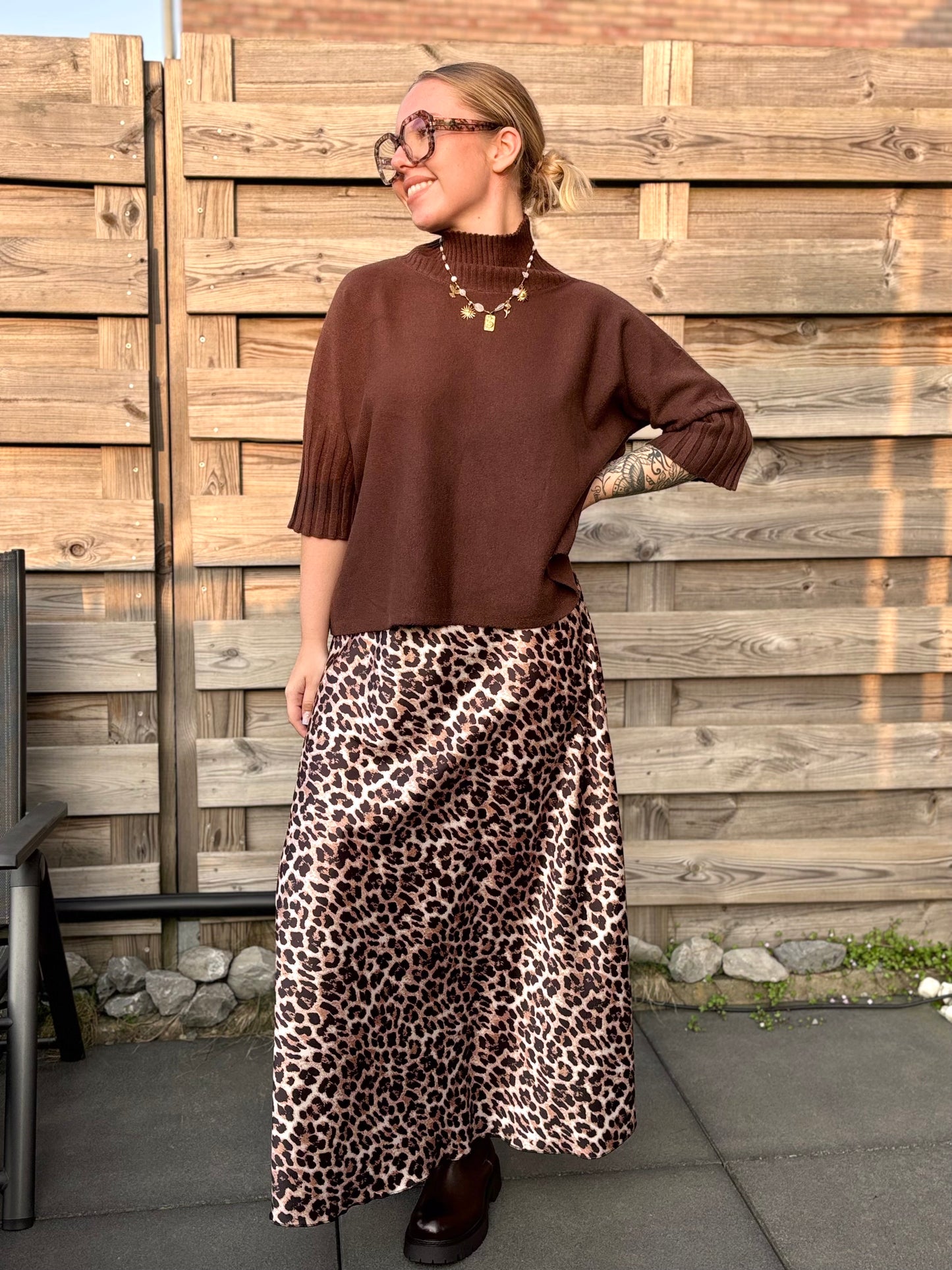 Jupe en satin Léopard