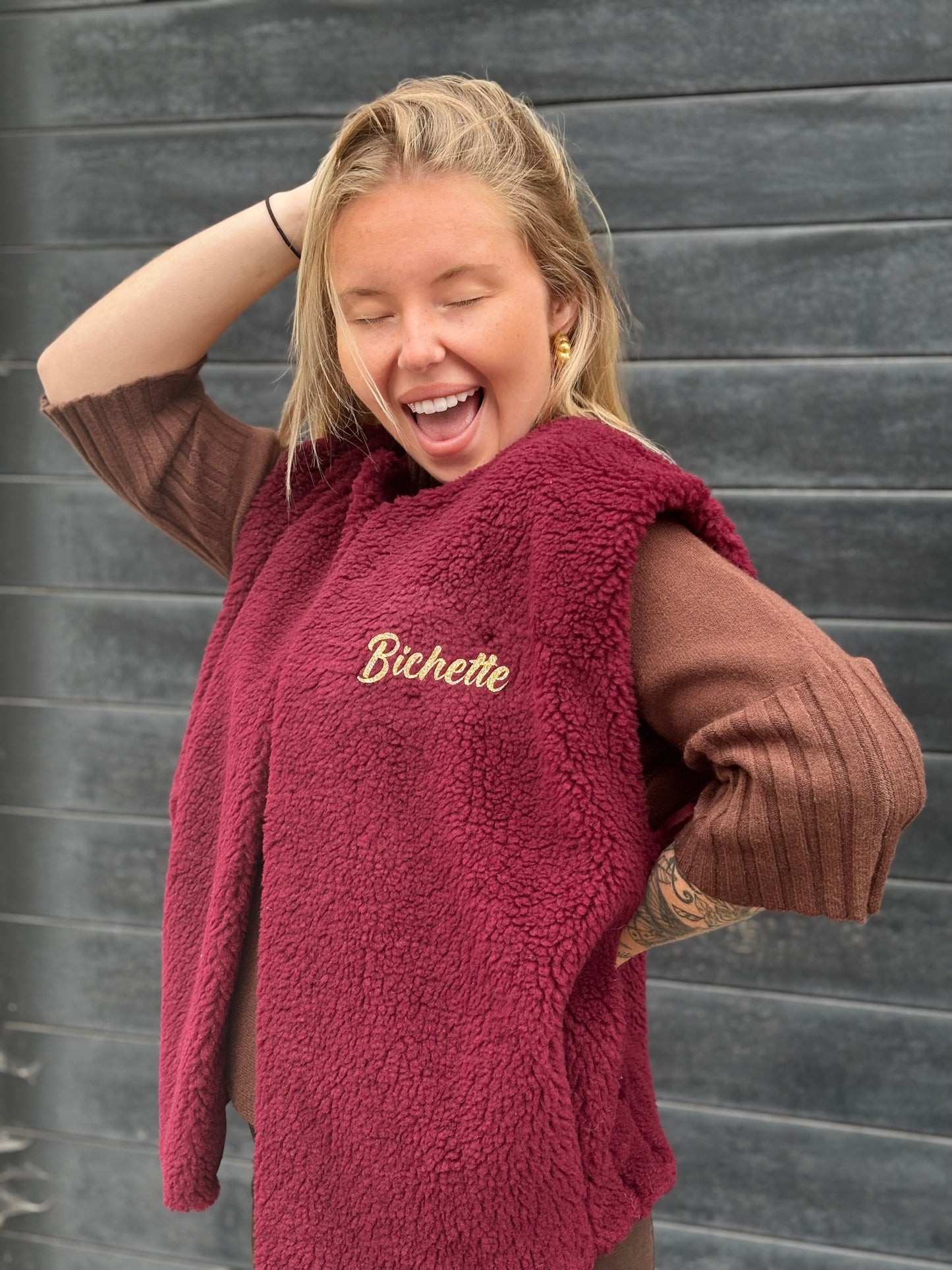 Gilet Teddy Bordeaux