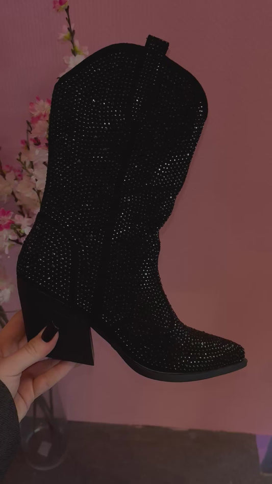 Santiag basses noires strass