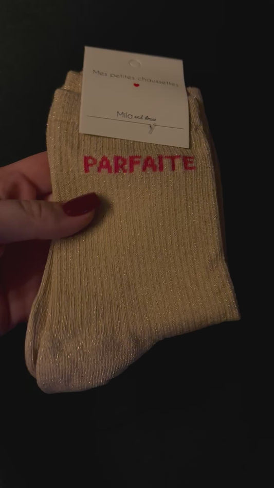 Chaussette à paillettes parfaite beige
